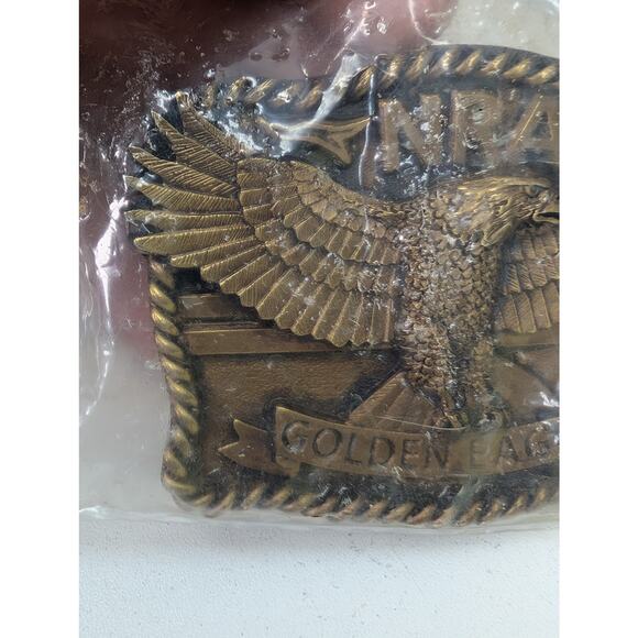 Vintage NRA Golden Eagle Belt Buckle Brass USA Patriotic Eagle Emblem 981198 New - Picture 4 of 12